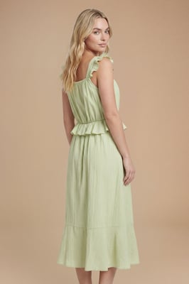 Ruffle Frill Elasticated Waist Midi Dress