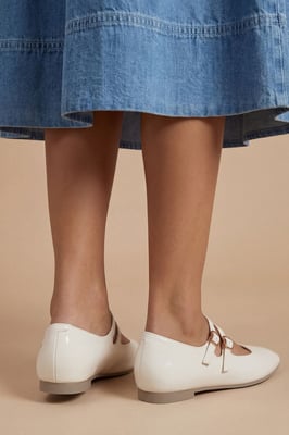 Shirley Faux Patent Leather Double Buckle Flat Ballerinas