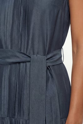 Petite Denim Look Drop Waist Midi Dress