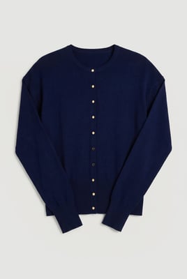 Viscose Blend Knit Balloon Sleeve Cardigan
