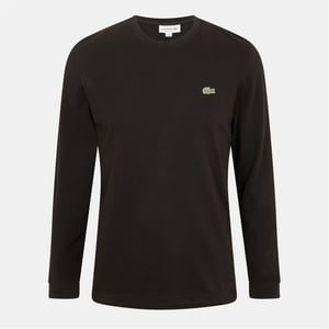 Men's Lacoste Crocodile Logo Crew Neck Long Sleeve Jersey T-Shirt in Black 031