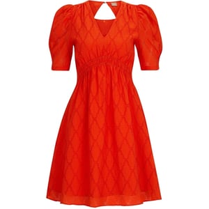 Women's Boss Dizziano V-Neck Short Sleeve Knee Length Babydoll Dress in Orange