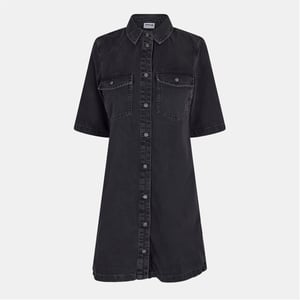 Women's Noisy May Short Sleeve Mini Denim Shirt Dress in Black