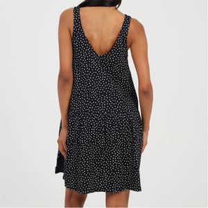 Women's Brave Soul V-Neck Sleeveless Mini Tiered Dress in Black/White