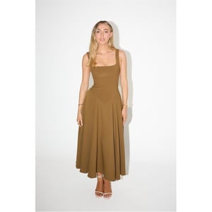 Women's Odd Muse The Ultimate Muse Low Waist Square Neck Midi Dress in Olive