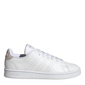 Women's adidas Advantage Lace Up Low Top Sneakers in White/ White
