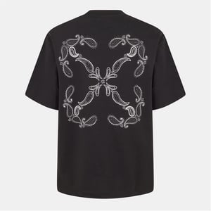Men's Off White Bandana Crew Neck Short Sleeve T-Shirt in Black-White