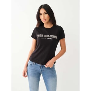 Women's True Religion Slm Crw Neck T in Jet Black