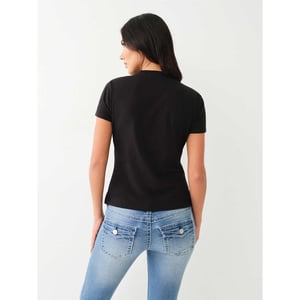 Women's True Religion Slm Crw Neck T in Jet Black