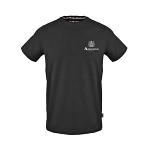 Men's Aquascutum Regular Fit Crew Neck Short Sleeve T-Shirt in Black