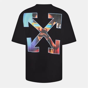 Men's Off White Barber Skate Crew Neck Short Sleeve T-Shirt in Black-Serenity