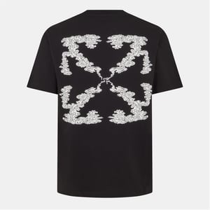 Men's Off White Cloud Arrow Crew Neck Short Sleeve T-Shirt in Black-White