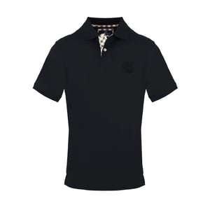 Men's Aquascutum Embroidered Collared Neck Short Sleeve Polo Shirt in Black