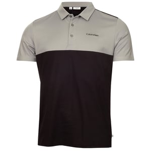 Men's Calvin Klein Golf Embroidered Lacoste Lettering Collared Polo Shirt in Blk-Sil