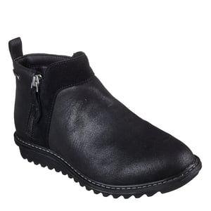 Women's Skechers Arch Fit Ankle Boots with Side Zipper in Black/Black