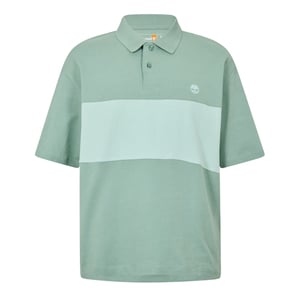 Men's Timberland Color Block Logo Collared Neck Rugby T Shirt in Green Bay-Cameo