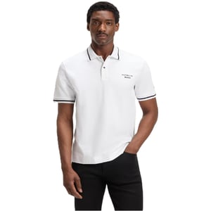 Men's Boss Embroidered Collared Neck Short Sleeve Polo Shirt in White