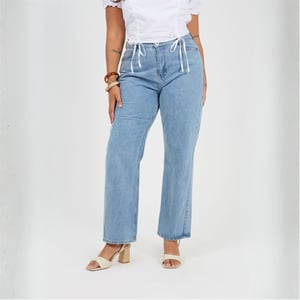 Women's Brave Soul Plus Size Mid Rise Straight Leg Jeans in Pale Mid Blue