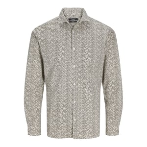 Men's Jack and Jones Slim Fit Long Sleeve Shirt in Cloud Dancer