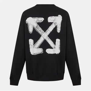 Men's Off White Crew Neck Long Sleeve Regular Fit Sweatshirt in Black-White