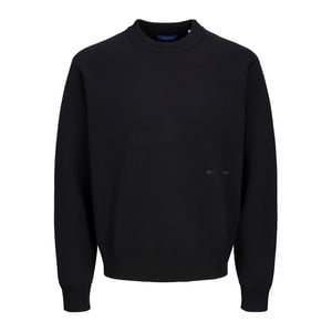 Men's Jack and Jones Regular Fit Long Sleeve Crew Neck Sweater in Black