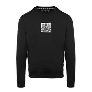 Men's Aquascutum Crew Neck Ribbed Collar Long Sleeve Sweatshirt in   Black