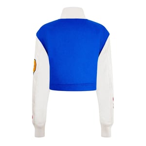Women's Heron Preston Varsity Rib Crew Neck Jacket in Blue/Yellow