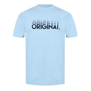 Men's Original Penguin Penguin Lettering Crew Neck T-Shirt in Cool Blue