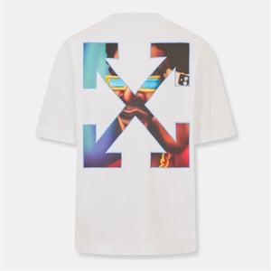 Men's Off White Barber Skate Crew Neck Short Sleeve T-Shirt in White-Serenity
