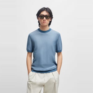 Men's Boss Tantino Knitted T-Shirt in Light/Pstl Blue