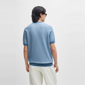 Men's Boss Tantino Knitted T-Shirt in Light/Pstl Blue