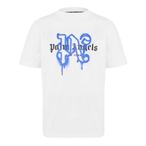Men's Palm Angels Palm Ny Mono Tee in White Blue