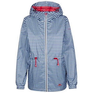 Women's Trespass Niggle Hooded Relaxed Fit Rain Jacket in Navy Gingham