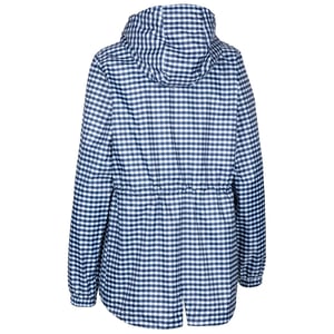 Women's Trespass Niggle Hooded Relaxed Fit Rain Jacket in Navy Gingham