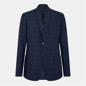 Men's Ted Baker Rust Plaid Flap Pocket Suit Jacket in Navy