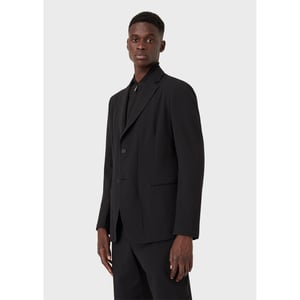 Men's Emporio Armani EA7 Longer Length Notched Neck Blazer in Black