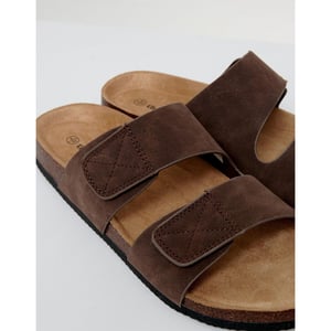 Men's Threadbare Artemis Open Toe Slide Sandals in Chocolate