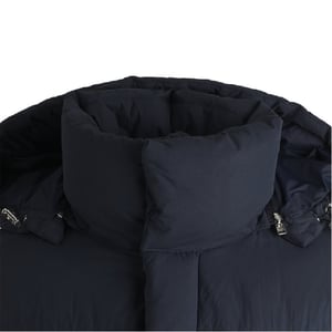 Men's Boss Celvie Hooded Snap Button Solid Patterned Puffer Jacket in Dark Blue