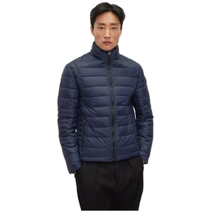 Men's Boss Solid Patterned Puffer Jacket in Dark Blue