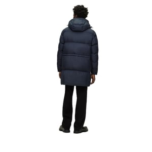 Men's Boss Solid Patterned Hooded Puffer Coat in Dark Blue