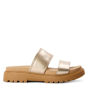 Women's Timberland Clairemont Way Metallic Slide Sandals in Gold Metallic