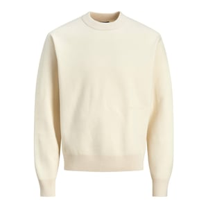 Men's Jack and Jones Regular Fit Long Sleeve Crew Neck Sweater in Sea Salt