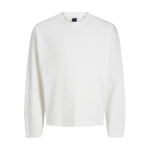Men's Jack and Jones Crew Neck Relaxed Fit Sweater in Cloud Dancer