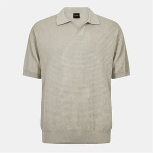 Men's Boss Collared Neck Short Sleeve Sweatshirt in Light Beige