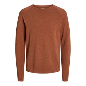 Men's Jack and Jones Regular Fit Long Sleeve Crew Neck Sweater in Mocha Bisque