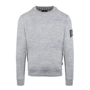 Men's Aquascutum Crew Neck Ribbed Collar Long Sleeve Sweatshirt in  Grey