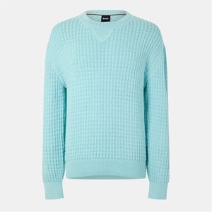 Men's Boss Regular Fit Long Sleeve Sweater in Pastel Green