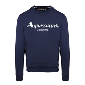 Men's Aquascutum Lacoste Lettering Crew Neck Long Sleeve Sweatshirt in  Navy