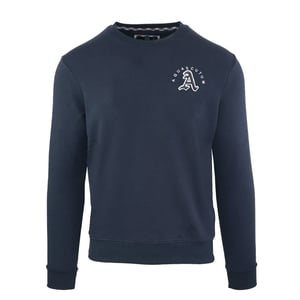 Men's Aquascutum Embroidered Crew Neck Long Sleeve Sweatshirt in  Navy
