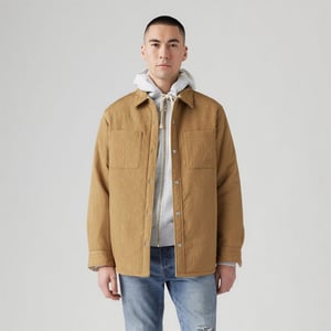 Men's Levis Bryant Snap Button Solid Patterned Overshirt in Ermine